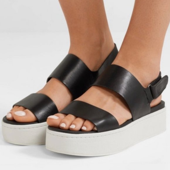 VINCE Animal Print Leather Wedge Sandals - Picture 8 of 14